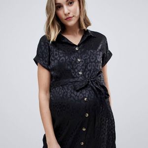 ASOS Black Leopard Print Maternity Dress